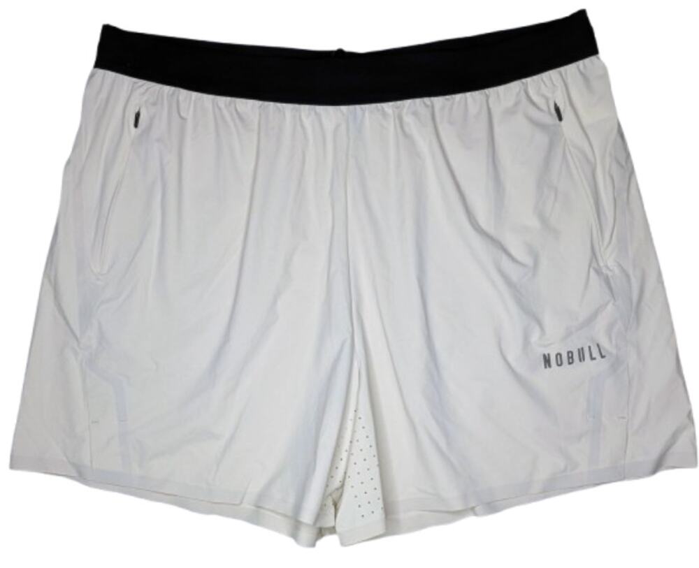 NOBULL Men's Lined Performance Training Shorts Tan Ivory Size XXL 2XL Mesh Liner